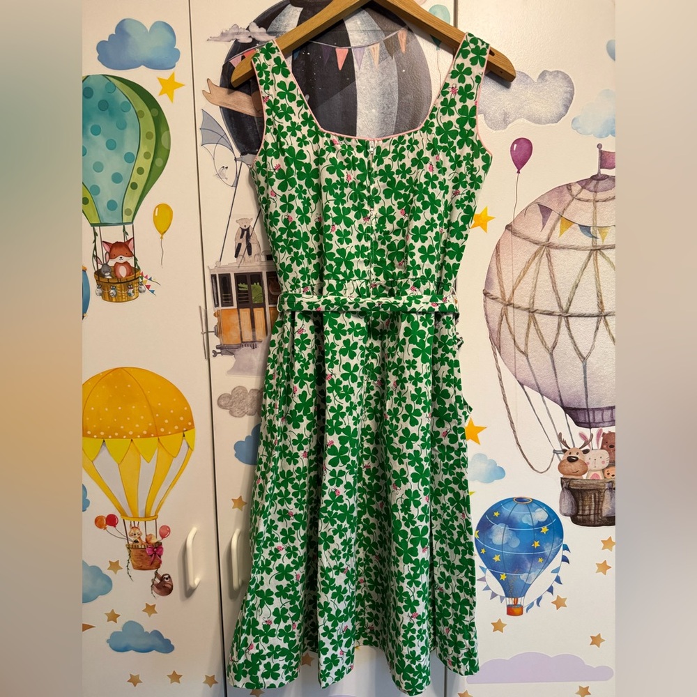 Vintage shamrocks and ladybugs dress Serbin by Muriel Ryan small - Picture 2 of 15